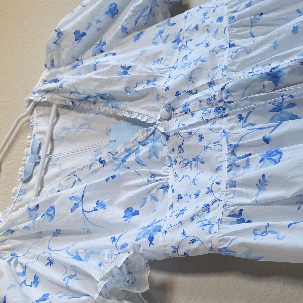 NWT Hill House Sabrina Nap Dress in Blue Botanical Coquette Cottage, Size S - Picture 4 of 13